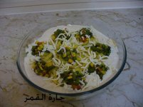 الجبن الموزريلا منثور فوق اأعشاش المعكرونه.jpg